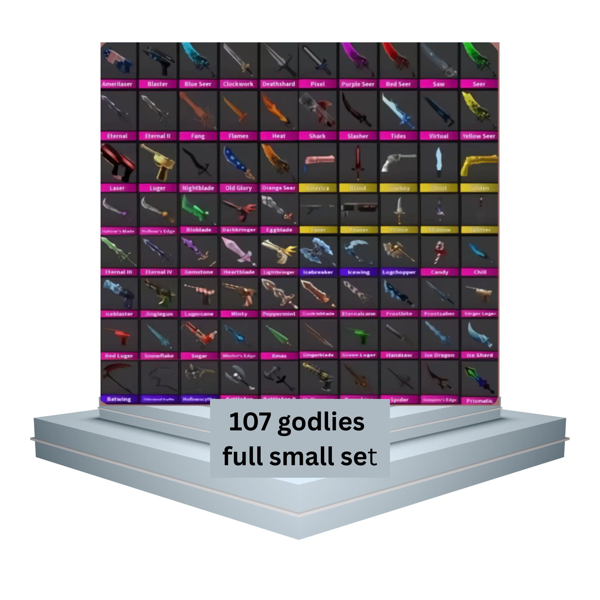 Full Small Set 107 godlies MM2 murder mystery 2  Velcra
